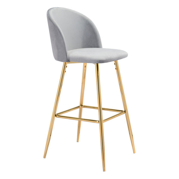 Cozy Gray and Gold Bar Stool, image 1