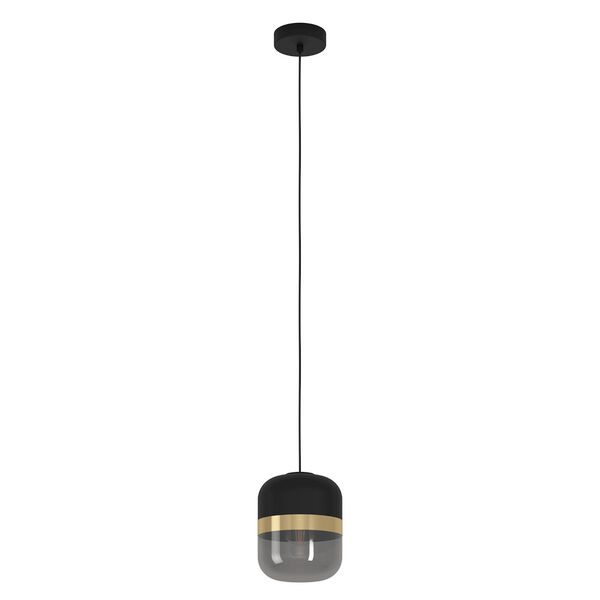 Sinsiga Structured Black One-Light Mini Pendant with Black Transparent Glass, image 1