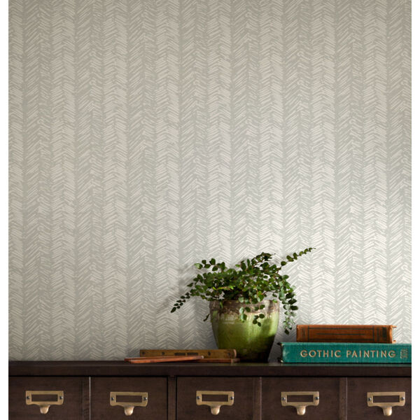 Handpainted  Light Gray Fractured Herrigbone Wallpaper, image 1