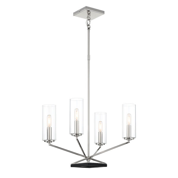 Highland Crossing Coal and Polished Nickel Four-Light Chandelier, image 1
