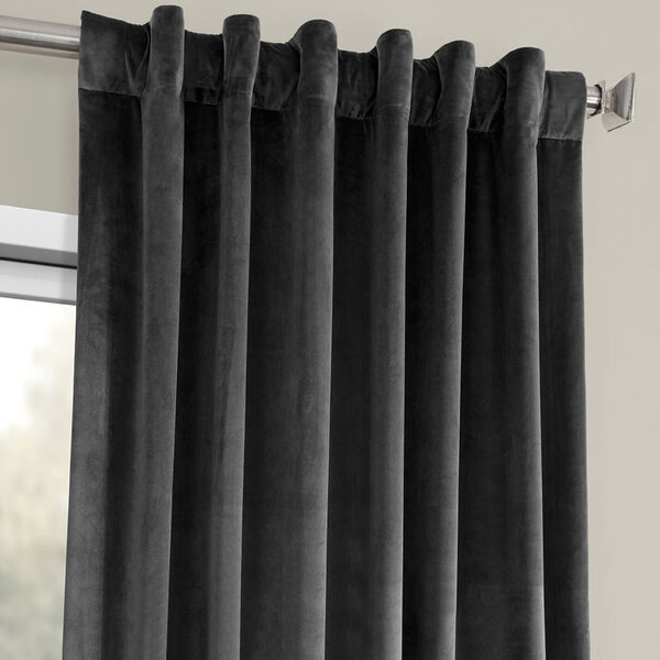 Pepper Grey Heritage Plush Velvet Curtain Single Panel, image 4