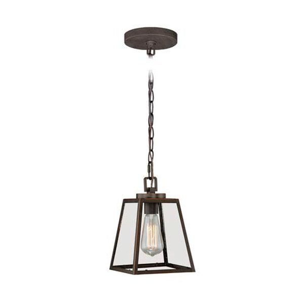 Burnished Bronze 7-Inch Wide One-Light Mini Pendant with Clear Glass, image 2