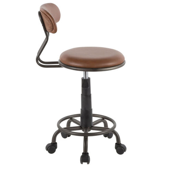 Swift Antique Black and Brown Faux Leather Task Chair, image 2
