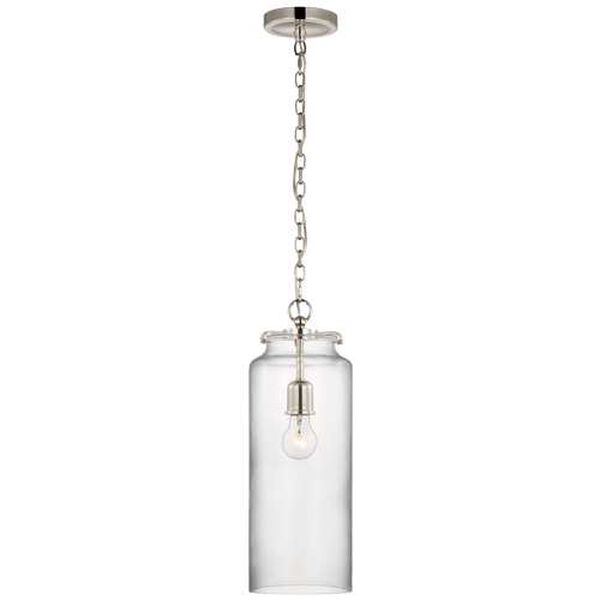 Katie Polished Nickel One-Light Mini Pendant with Clear Glass by Thomas O'Brien, image 1
