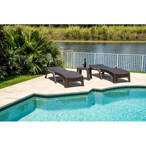 Roma Brown Three-Piece Outdoor Chaise Lounger Set, image 3