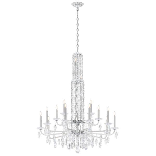 Sarella Antique Silver 51-Inch 15-Light Chandelier with Clear Crystal from Swarovski, image 1