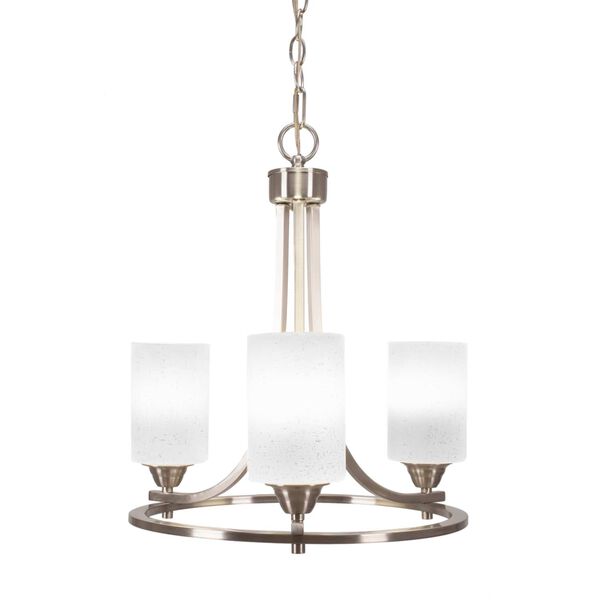 Paramount Brushed Nickel Three-Light Chandelier with White Cylinder Muslin Glass, image 1