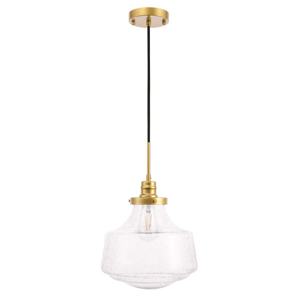Lyle Brass 11-Inch One-Light Pendant with Clear Seeded Glass, image 5