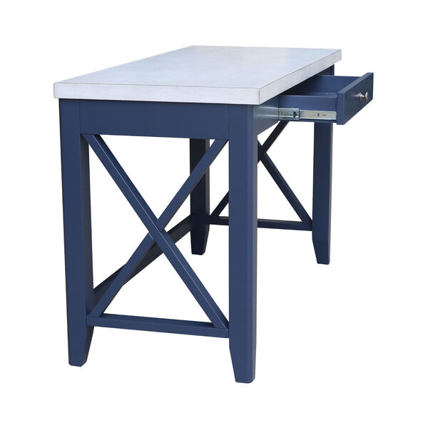 Hampton Blue and Antiqued Chalk Desk With Double XX Back Chair, image 5