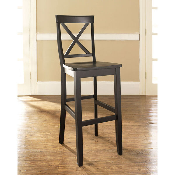 X-Back Bar Stool in Black Finish with 30 Inch Seat Height- Set of Two, image 6