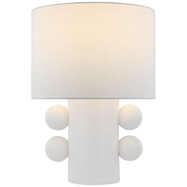 Tiglia Small Table Lamp in Plaster White with Linen Shade by Kelly Wearstler, image 1