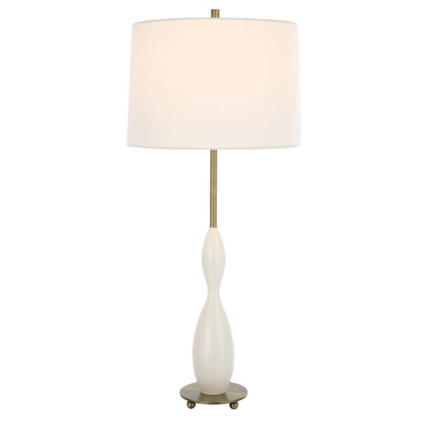 Annora Antique Brass White One-Light Table Lamp, image 1