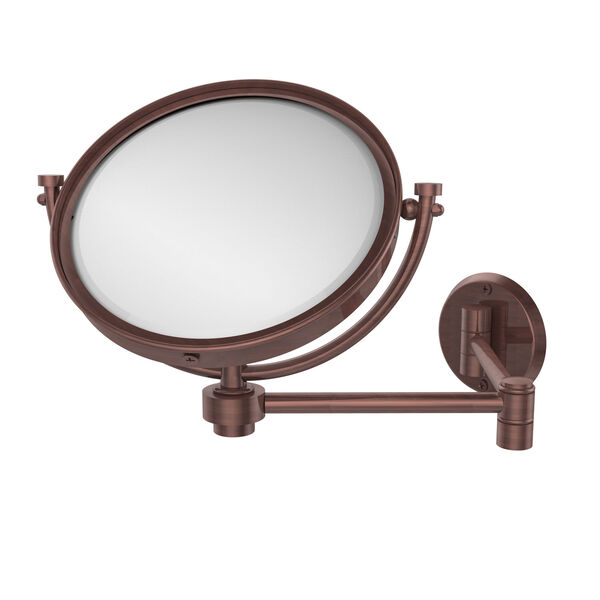 8 Inch Wall Mounted Extending Make-Up Mirror 2X Magnification, Antique Copper, image 1