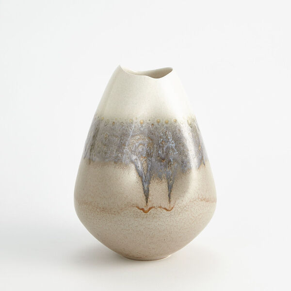 Cream Rises Grey and Ivory Dented Small Vase, image 4