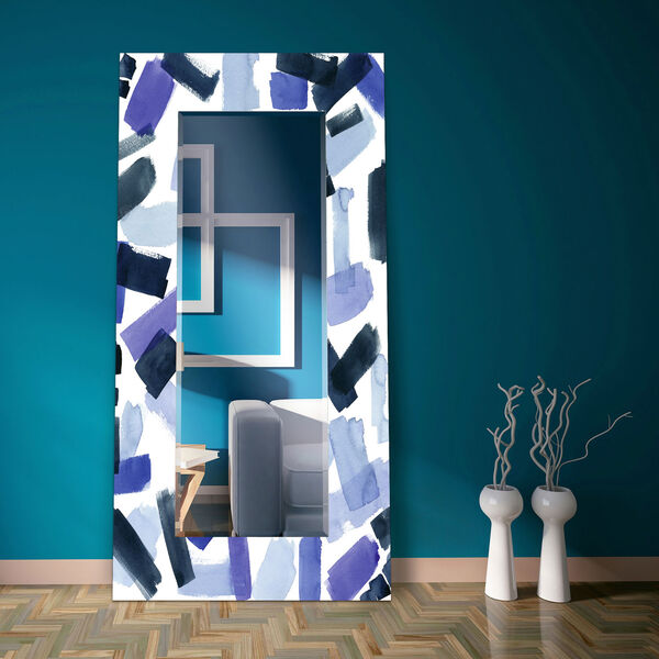 Cerulean Strokes Blue 72 x 36-Inch Rectangular Beveled Floor Mirror, image 5