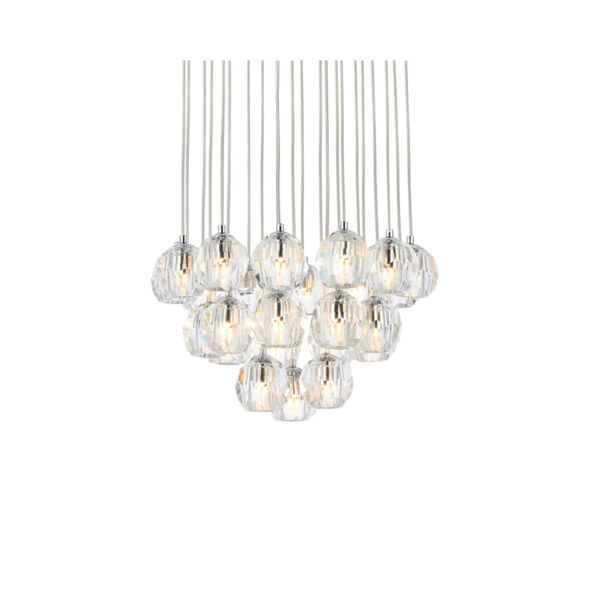 Eren Chrome 24-Light Pendant with Royal Cut Clear Crystal, image 3