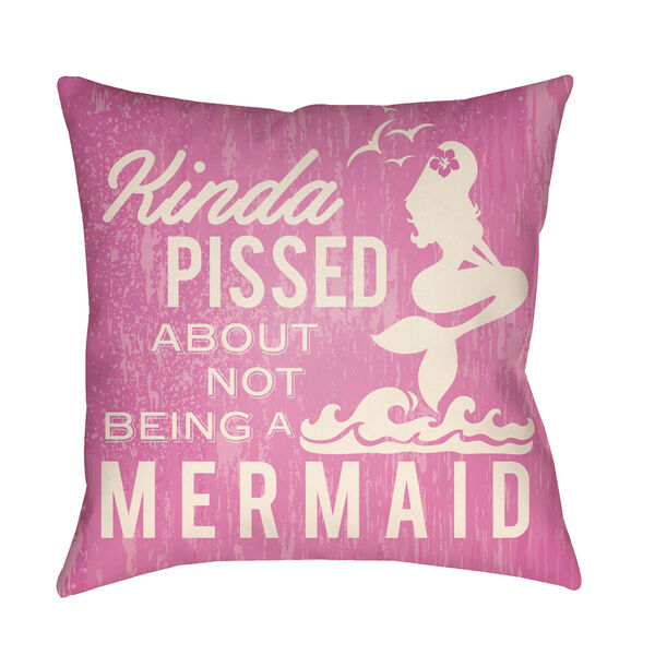 Litchfield Mermaid Fuchsia and Ivory 18 x 18 In. Pillow with Poly Fill, image 1