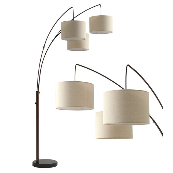 Trilage Bronze Three-Light LED Floor Lamp, image 1