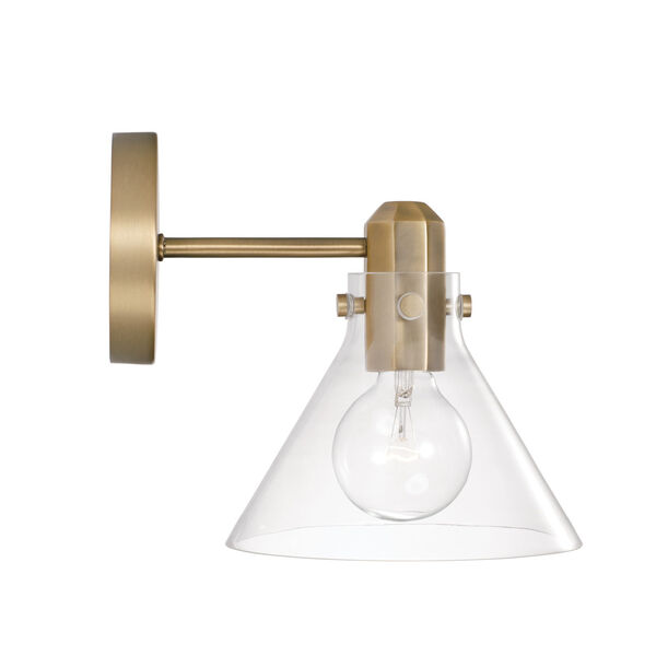Greer Aged Brass One-Light Sconce with Clear Glass, image 5