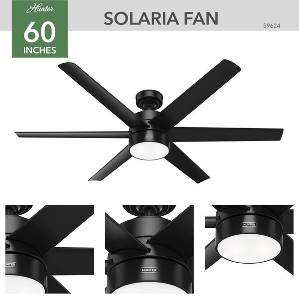 Solaria Matte Black 60-Inch LED Ceiling Fan, image 6