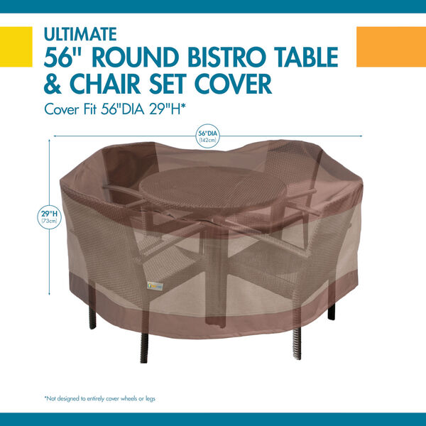Ultimate Mocha Cappuccino 56-Inch Round Patio Table and Chair Set Cover, image 2