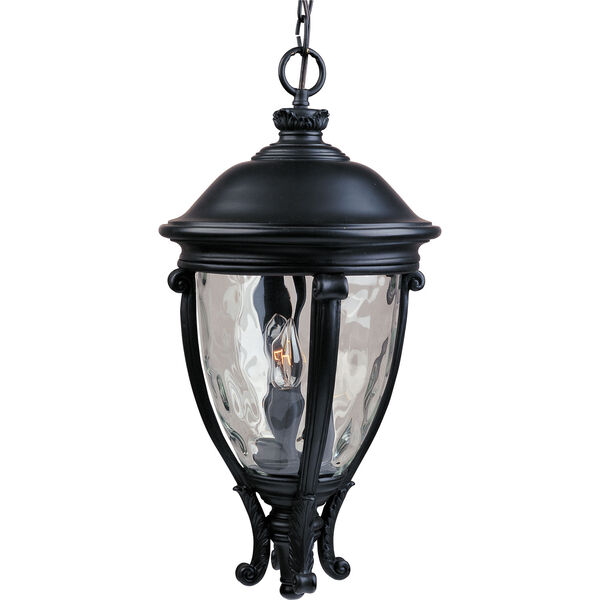Camden Black Three-Light Outdoor Pendant with Water Glass, image 1