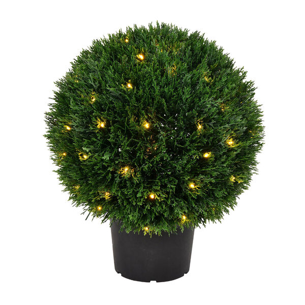Green Potted Cedar Ball Topiary with LED Lights, image 1