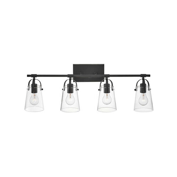 Foster Black Four-Light Bath Vanity With Clear Glass, image 6