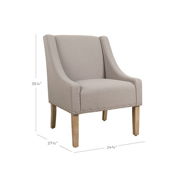 Modern Swoop Accent Chair with Nailhead Trim - Tan, image 7