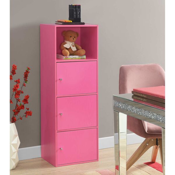 Xtra Storage Pink Three-Door Cabinet with Shelf, image 1