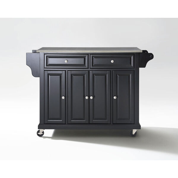Afton Stainless Steel Top Kitchen Cart/Island in Black Finish, image 2