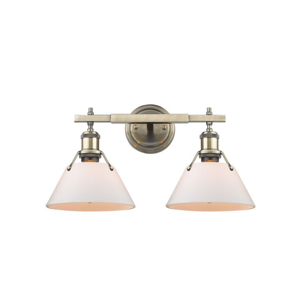 Orwell Aged Brass Two-Light Bath Vanity with Aged Brass Shades, image 2