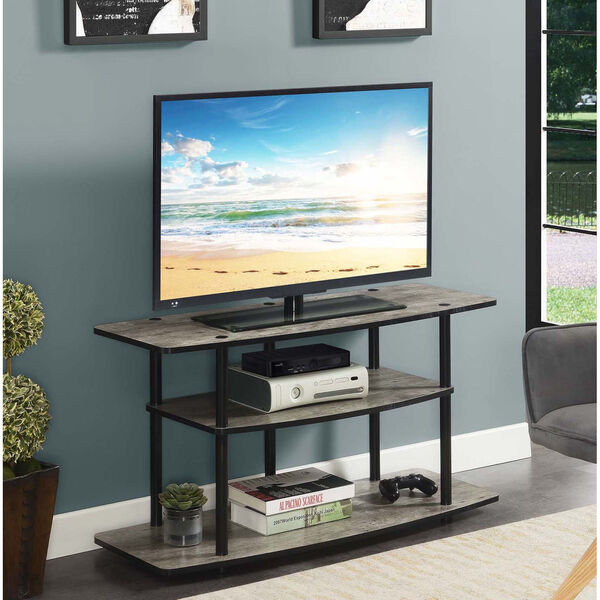 Designs2Go Faux Birch Black Three-Tier Wide TV Stand, image 2