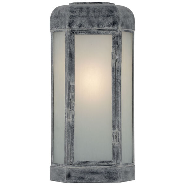 Dublin Large Faceted Sconce in Weathered Zinc with Frosted Glass by Chapman and Myers, image 1