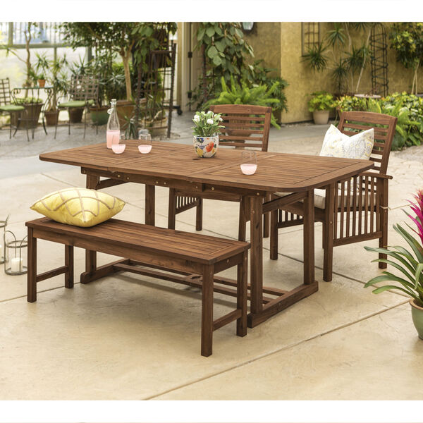 Dark Brown 35-Inch Four-Piece Outdoor Dining Table Set, image 1