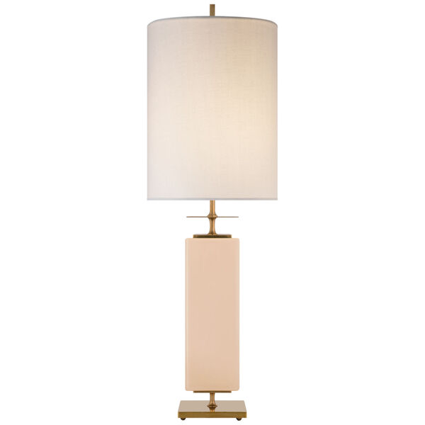 Beekman Large Table Lamp in Blush Reverse Painted Glass with Cream Linen Shade by kate spade new york, image 1