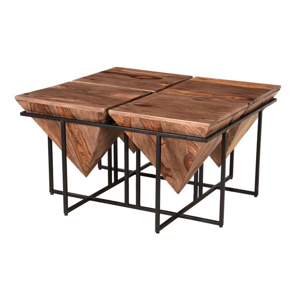 Brownstone Nut Brown and Black Square Pyramid Cocktail Table, image 5
