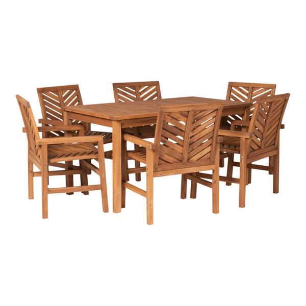 Brown 32-Inch Seven-Piece Chevron Outdoor Dining Set, image 2