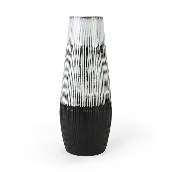 Tanami I Dark Brown and White Ceramic Vase, image 1