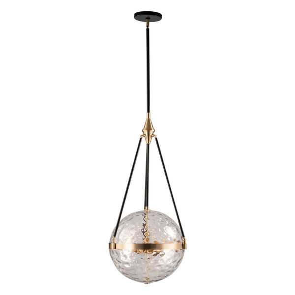 Harmony Natural Brass Four- Light Pendant with Clear Water Glass, image 1