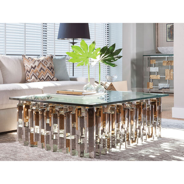 Signature Designs Gold Leaf and Argento Cityscape Rectangular Cocktail Table, image 2