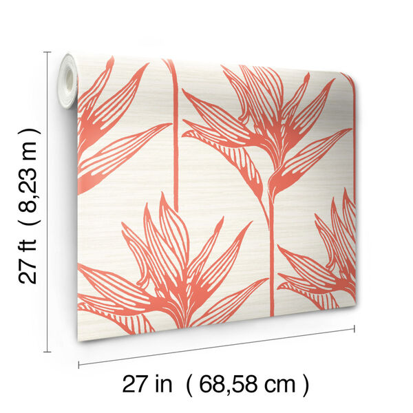 Tropics Coral Bird of Paradise Pre Pasted Wallpaper - SAMPLE SWATCH ONLY, image 4