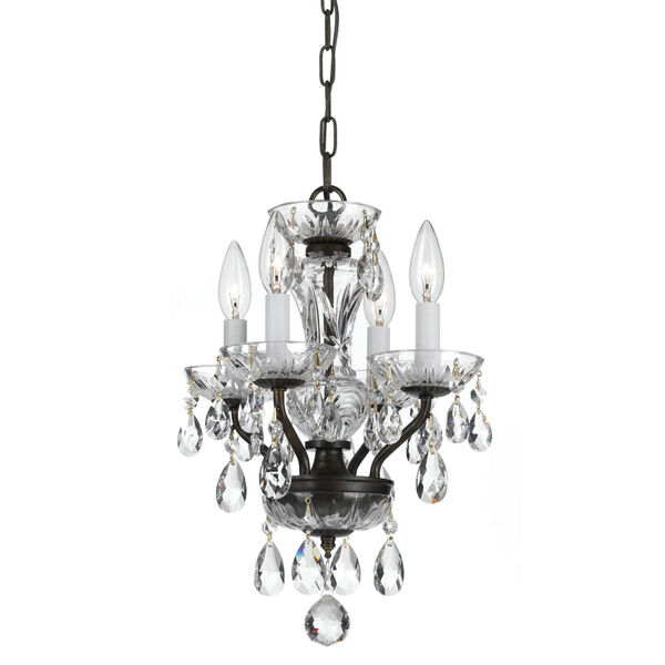 Traditional Crystal English Bronze 11-Inch Four-Light Mini Chandelier, image 1