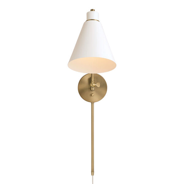 Bradley Aged Brass and White One-Light Sconce, image 6