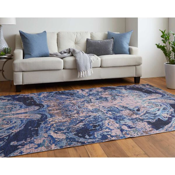 Mathis Casual Abstract Blue Pink Tan Area Rug, image 4