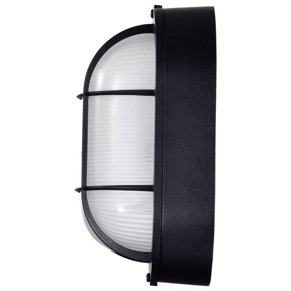 Black LED Small Oval Bulk Head Outdoor Wall Mount with White Glass, image 6