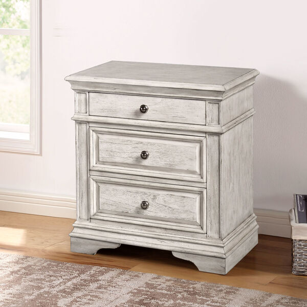 Highland Park Distressed Rustic Ivory Nightstand, image 1