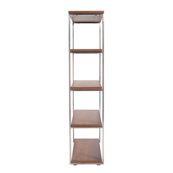 Dillon Walnut and Stainless Steel 39-Inch Shelving Unit - (Open Box), image 5