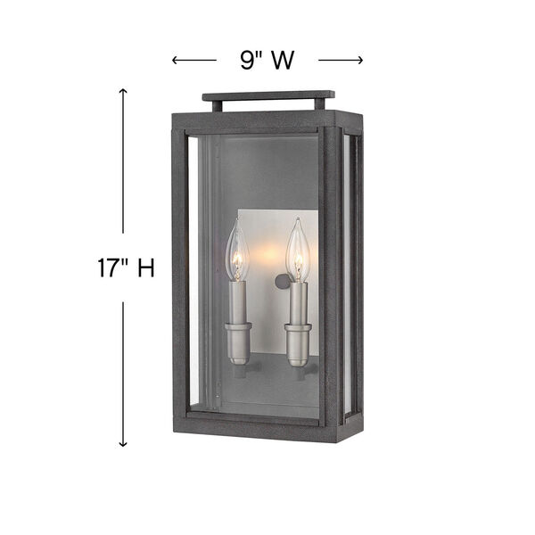 Sutcliffe Aged Zinc 9-Inch Two-Light Outdoor Medium Wall Mount, image 5
