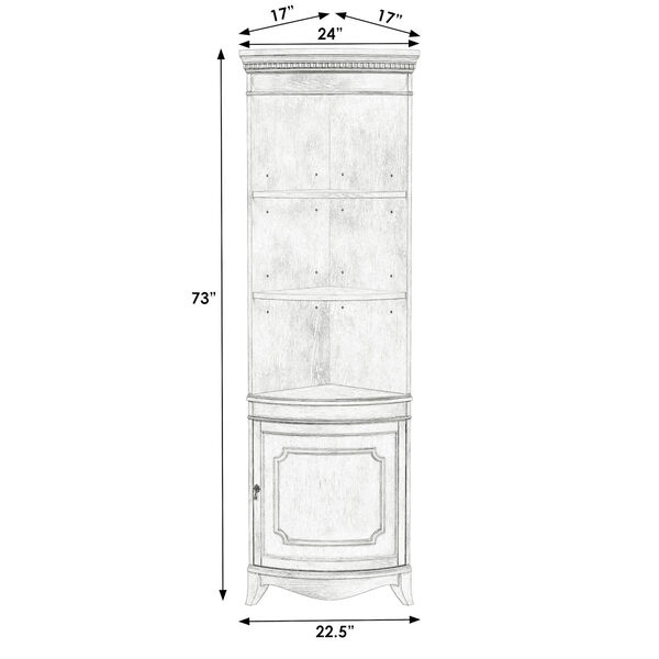 Dowling Antique Beige Corner Cabinet, image 6